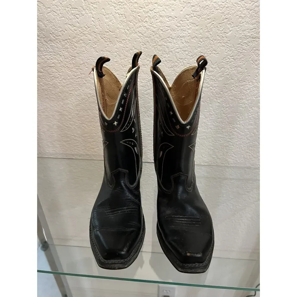 Vintage 50s Kids Youth Leather Western Cowboy Boots